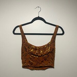 Velvet Burnout Floral Crop Top